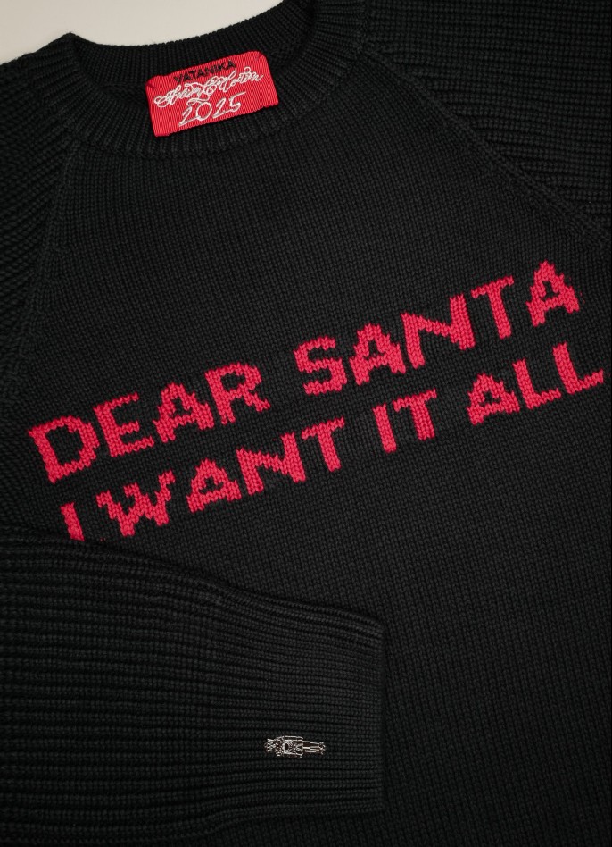 UNISEX KNITTED SWEATER - DEAR SANTA I WANT IT ALL